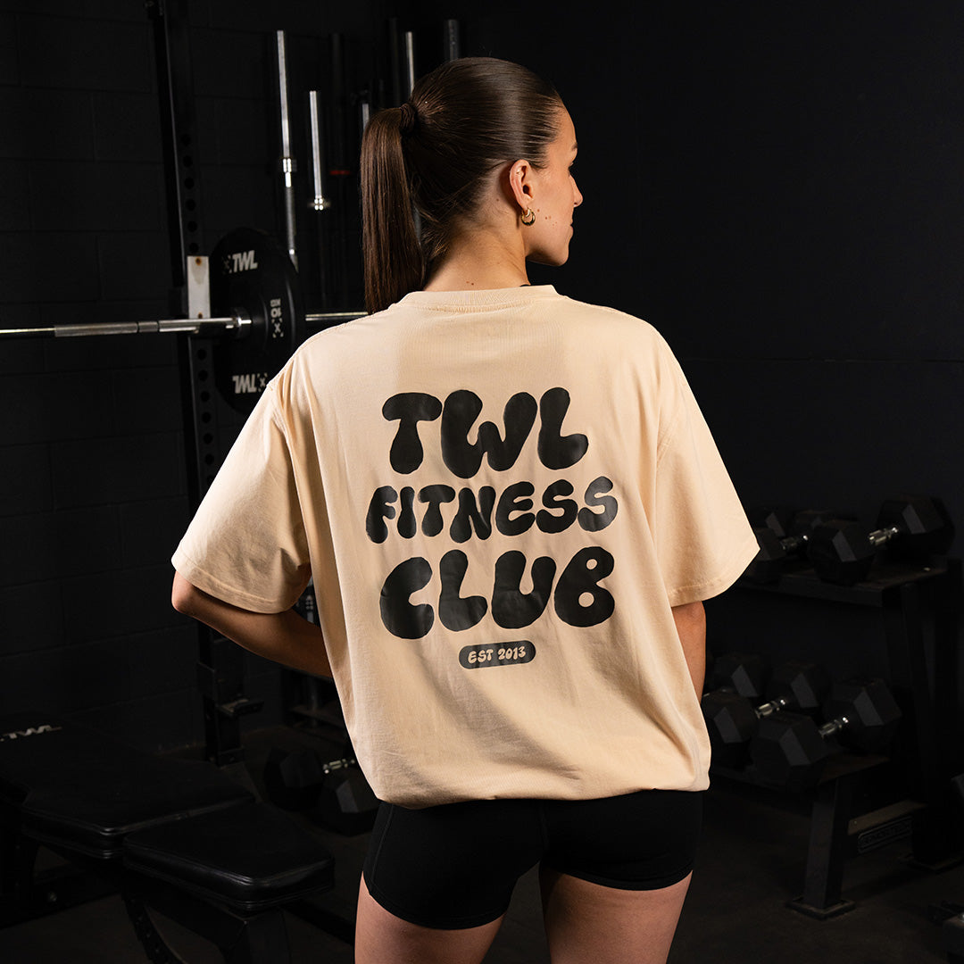 TWL - WOMEN'S OVERSIZED BOYFRIEND T-SHIRT - FITNESS CLUB - MALT