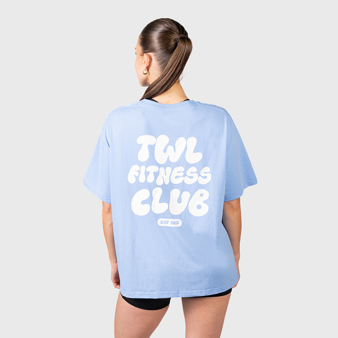 TWL - WOMEN'S OVERSIZED BOYFRIEND T-SHIRT - FITNESS CLUB - BLUE