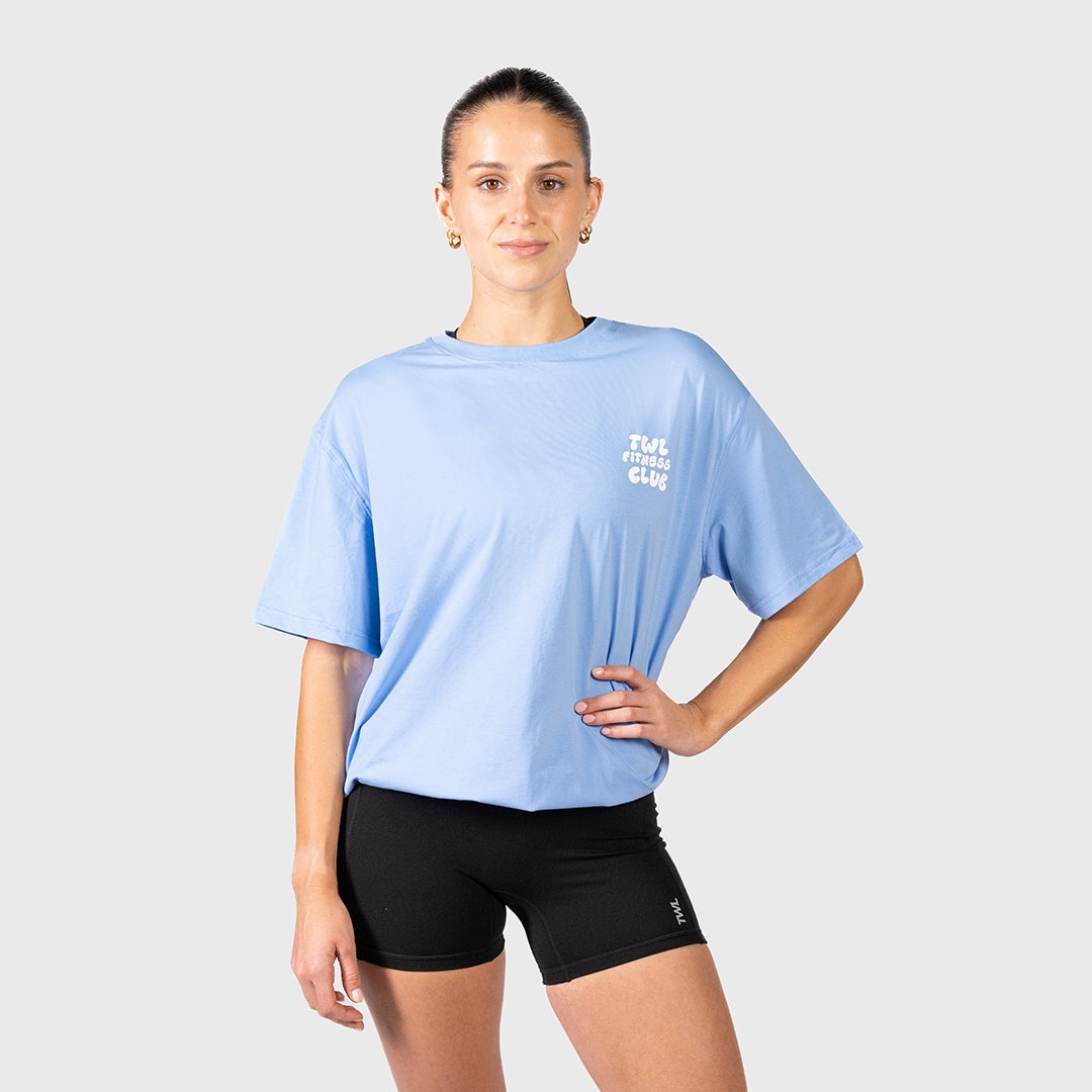 TWL - WOMEN'S OVERSIZED BOYFRIEND T-SHIRT - FITNESS CLUB - BLUE