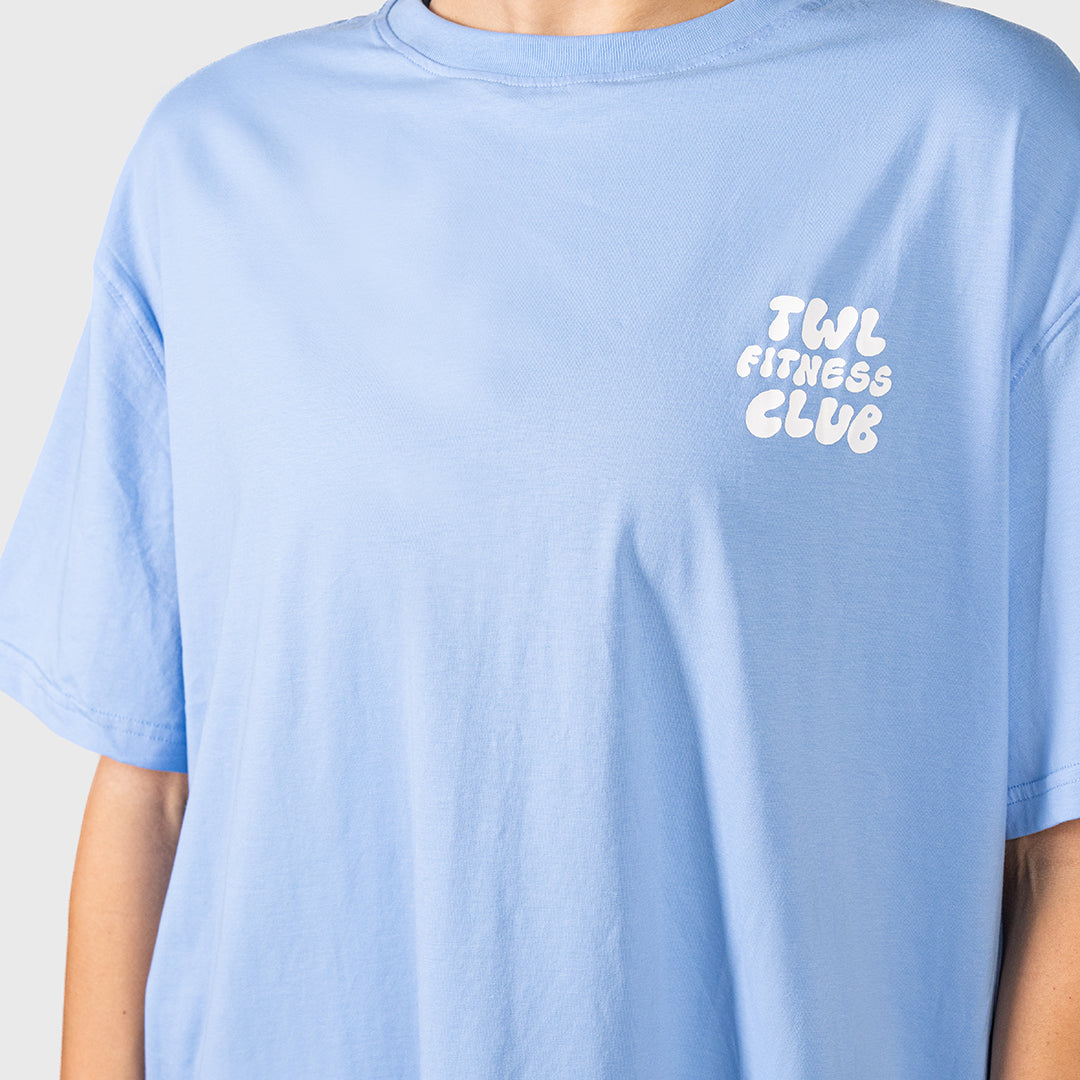 TWL - WOMEN'S OVERSIZED BOYFRIEND T-SHIRT - FITNESS CLUB - BLUE
