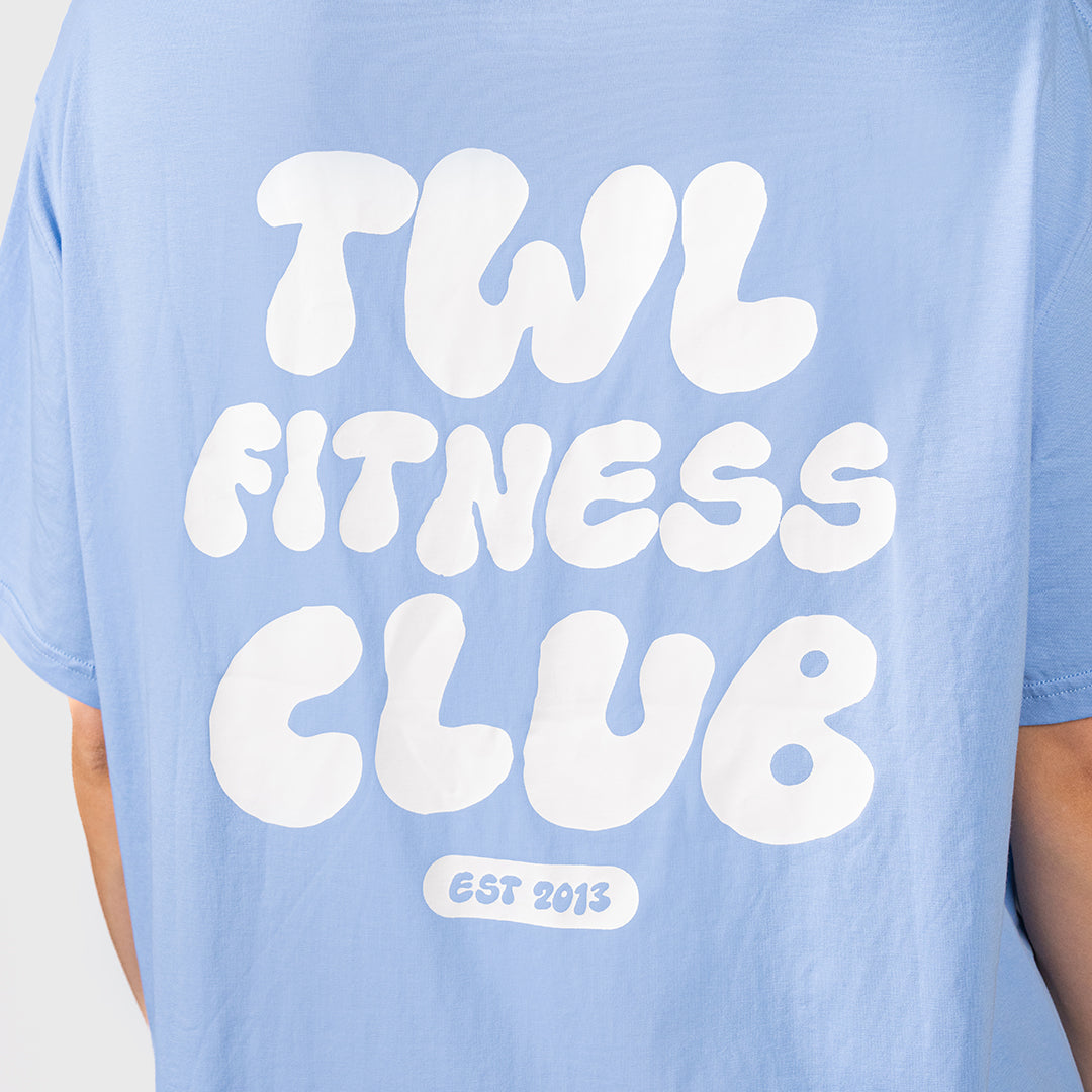 TWL - WOMEN'S OVERSIZED BOYFRIEND T-SHIRT - FITNESS CLUB - BLUE