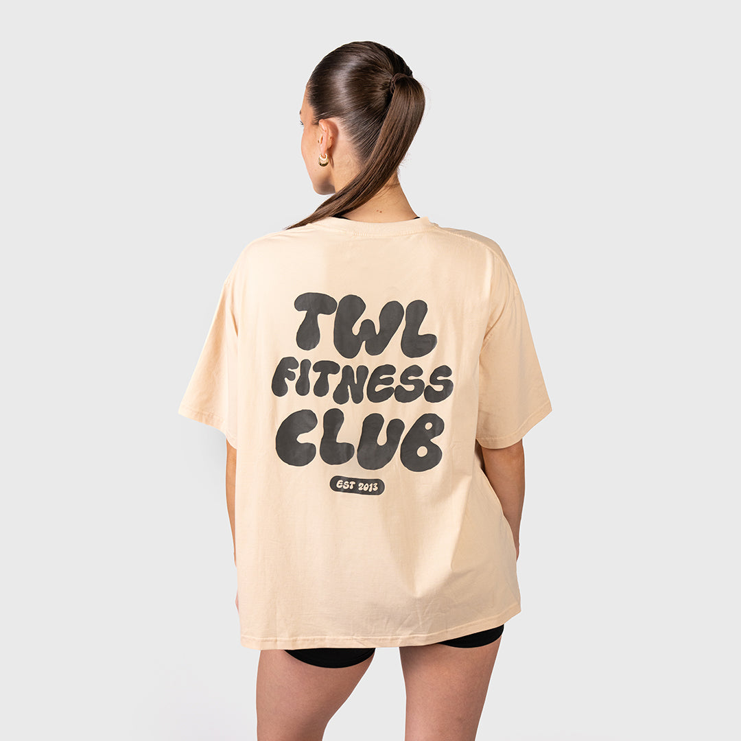 TWL - WOMEN'S OVERSIZED BOYFRIEND T-SHIRT - FITNESS CLUB - MALT