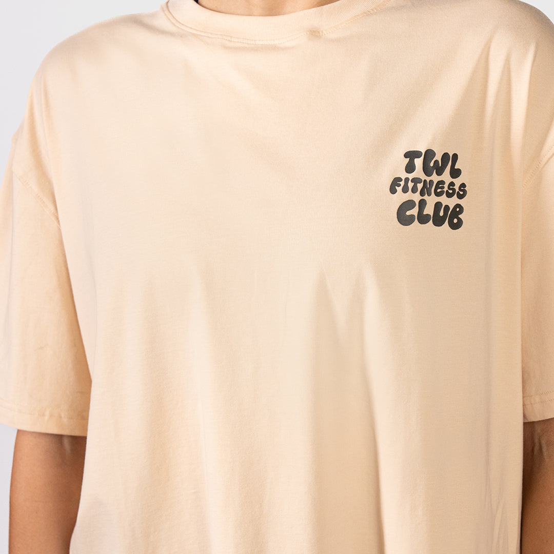 TWL - WOMEN'S OVERSIZED BOYFRIEND T-SHIRT - FITNESS CLUB - MALT