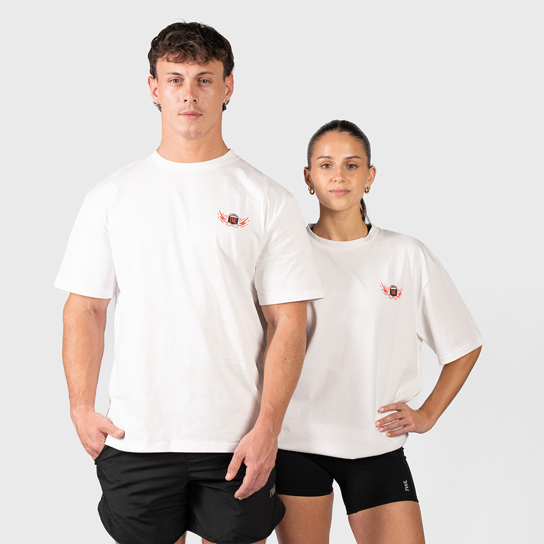 TWL - LIFESTYLE OVERSIZED T-SHIRT - BARBELL CLUB - DOBERMAN/WHITE