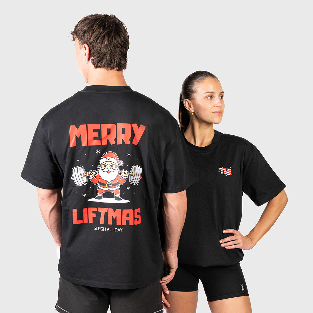 TWL - LIFESTYLE OVERSIZED T-SHIRT - MERRY LIFTMAS - BLACK