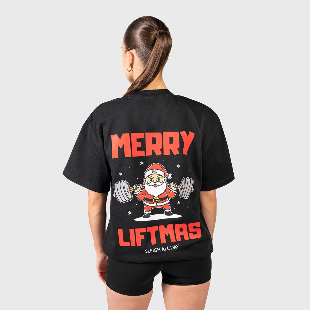 TWL - LIFESTYLE OVERSIZED T-SHIRT - MERRY LIFTMAS - BLACK