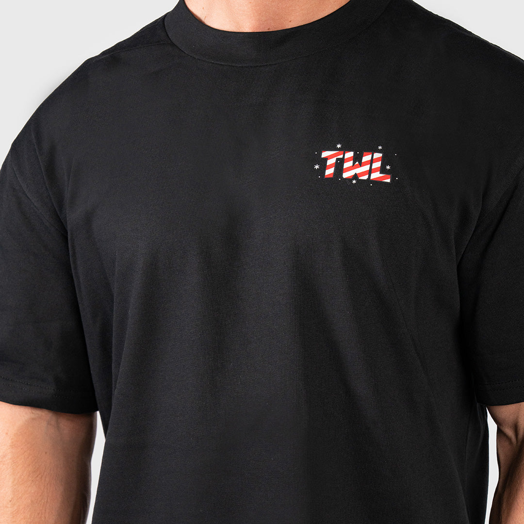 TWL - LIFESTYLE OVERSIZED T-SHIRT - MERRY LIFTMAS - BLACK