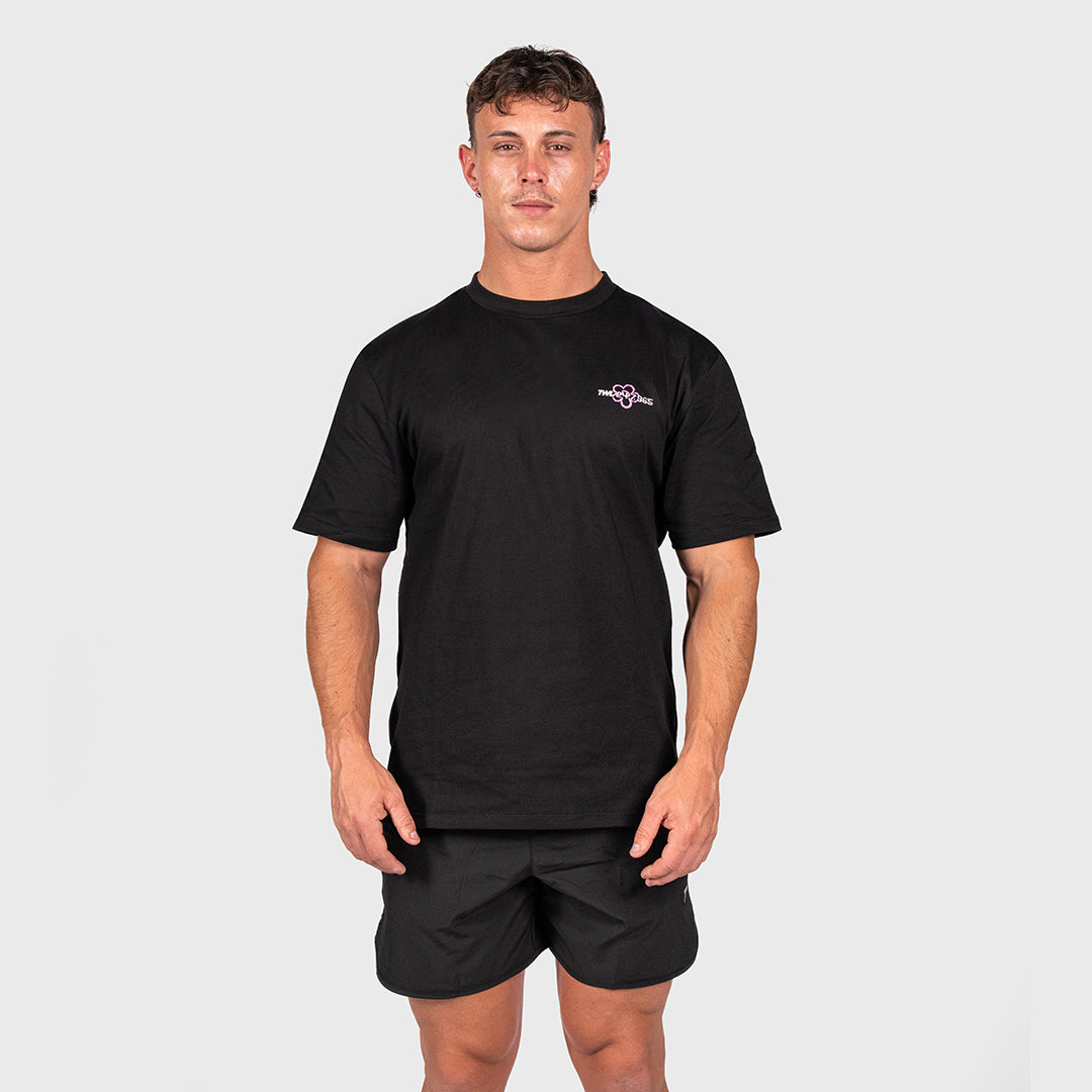TWL - LIFESTYLE OVERSIZED T-SHIRT - FLOWER - BLACK