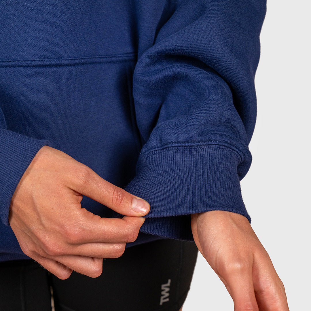 TWL Ascend Hoodie Navy – oversized fleece hoodie - cuff detail