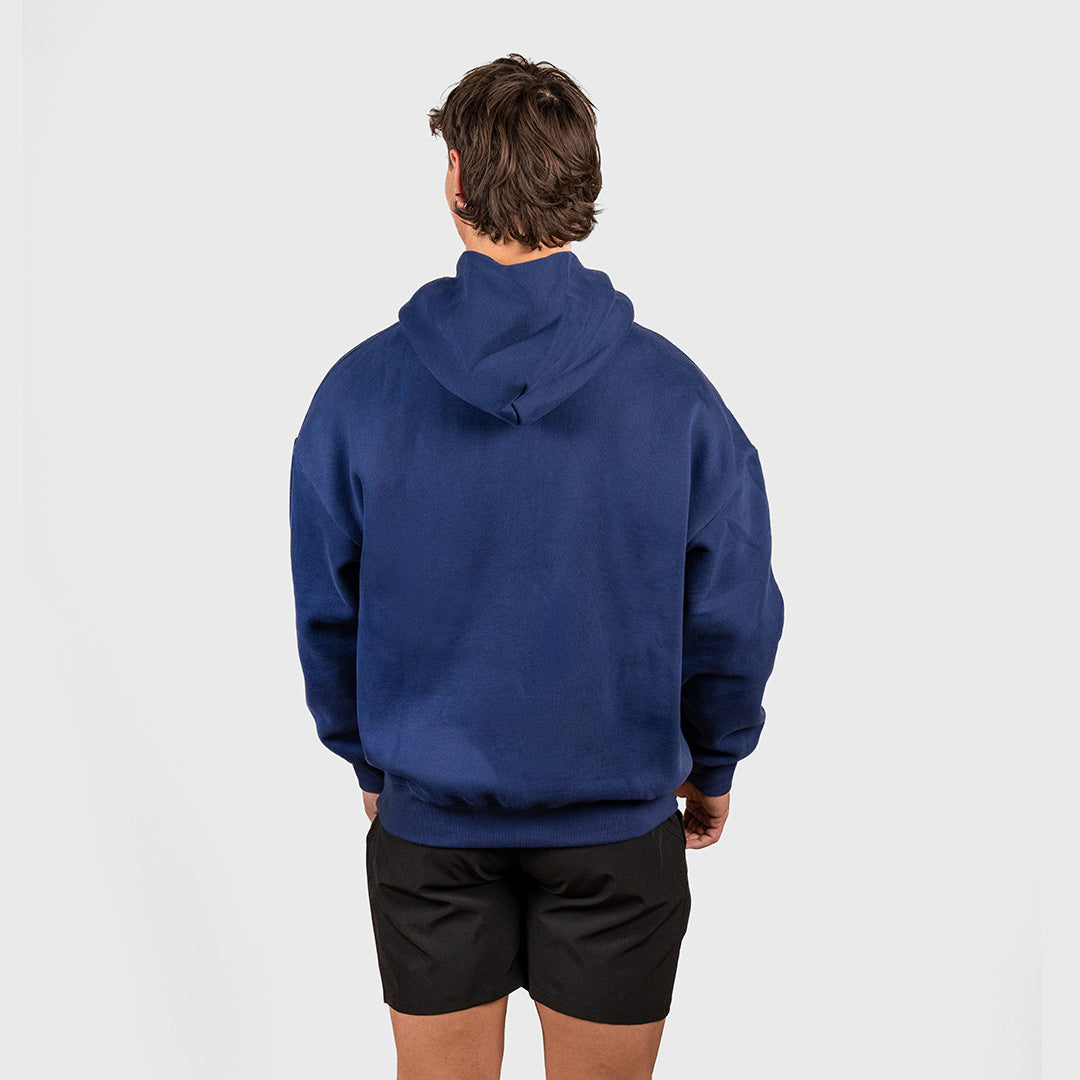 TWL Ascend Hoodie Navy – oversized fleece hoodie - back hood