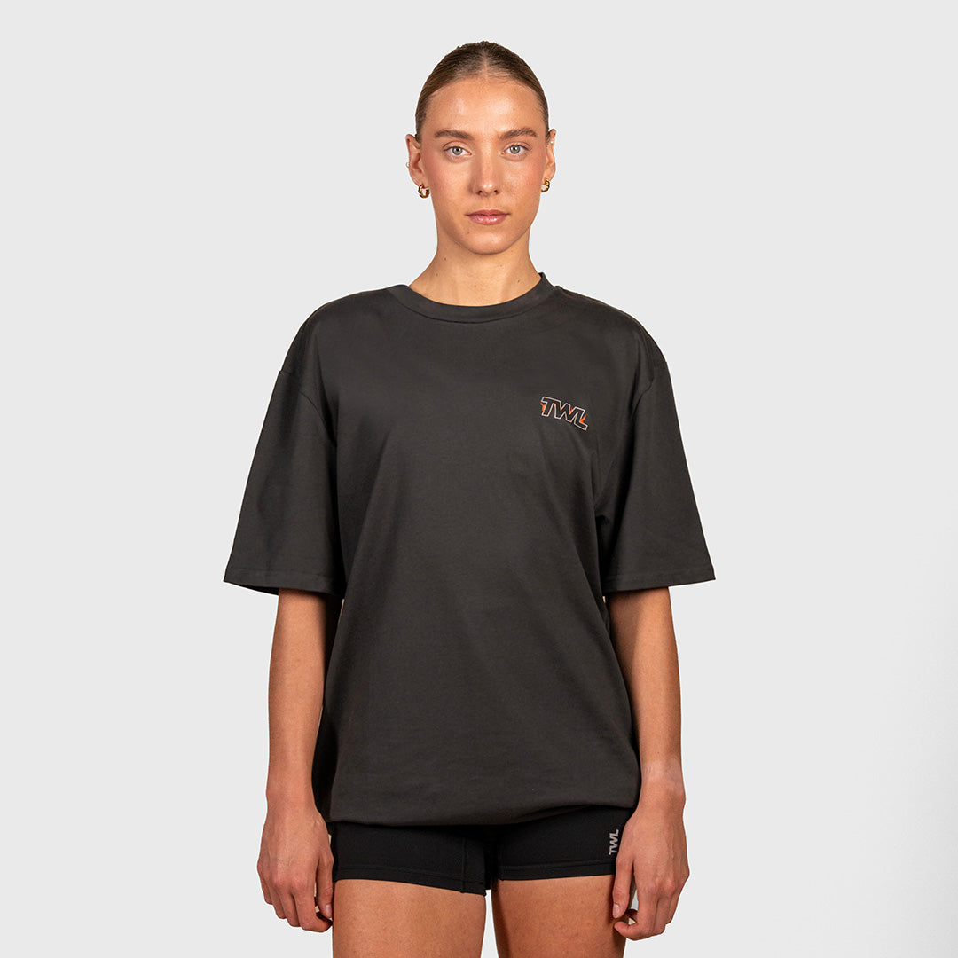 TWL - LIFESTYLE OVERSIZED T-SHIRT - PHOENIX - FADED BLACK/ORANGE