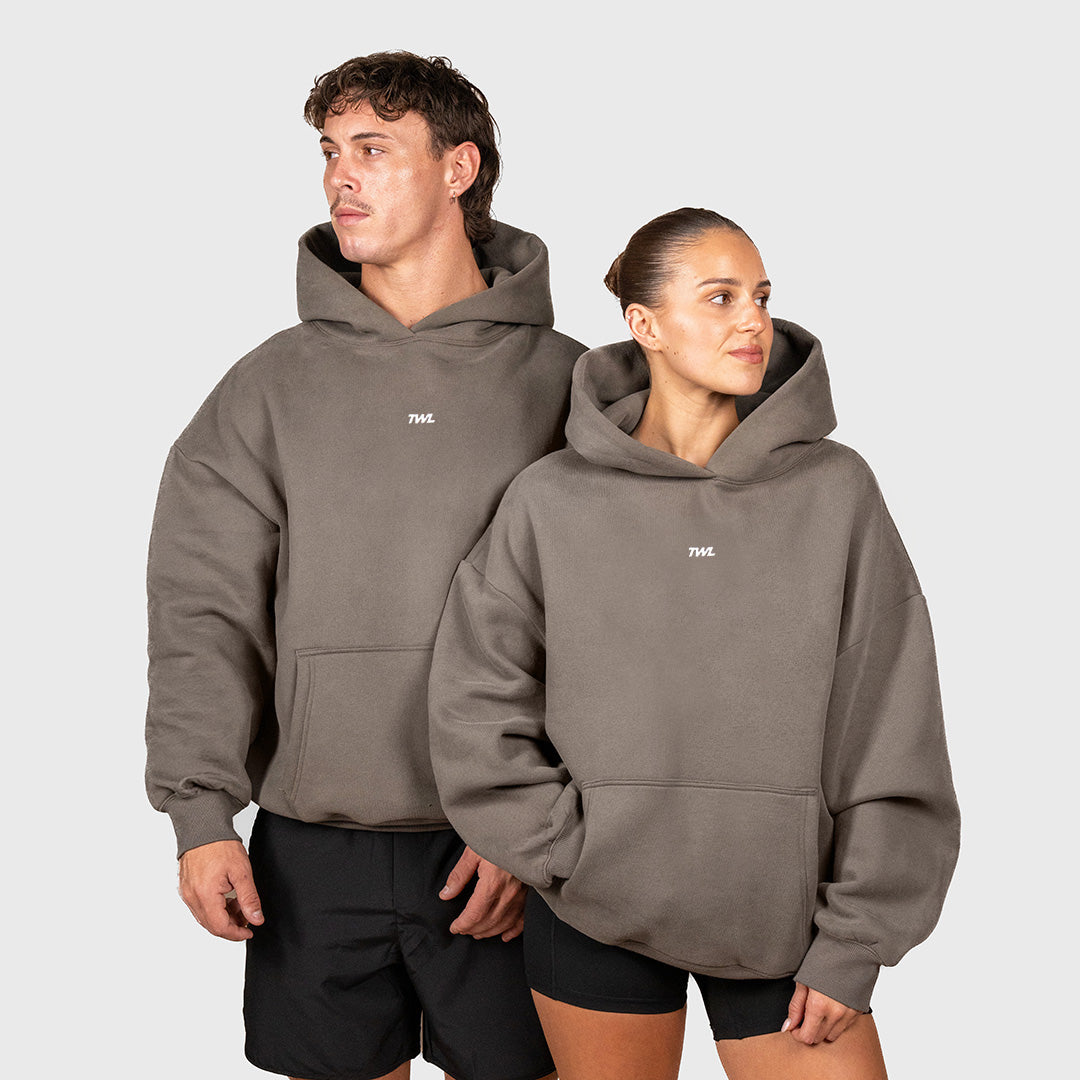TWL Ascend Hoodie Charcoal – oversized fleece hoodie - front view