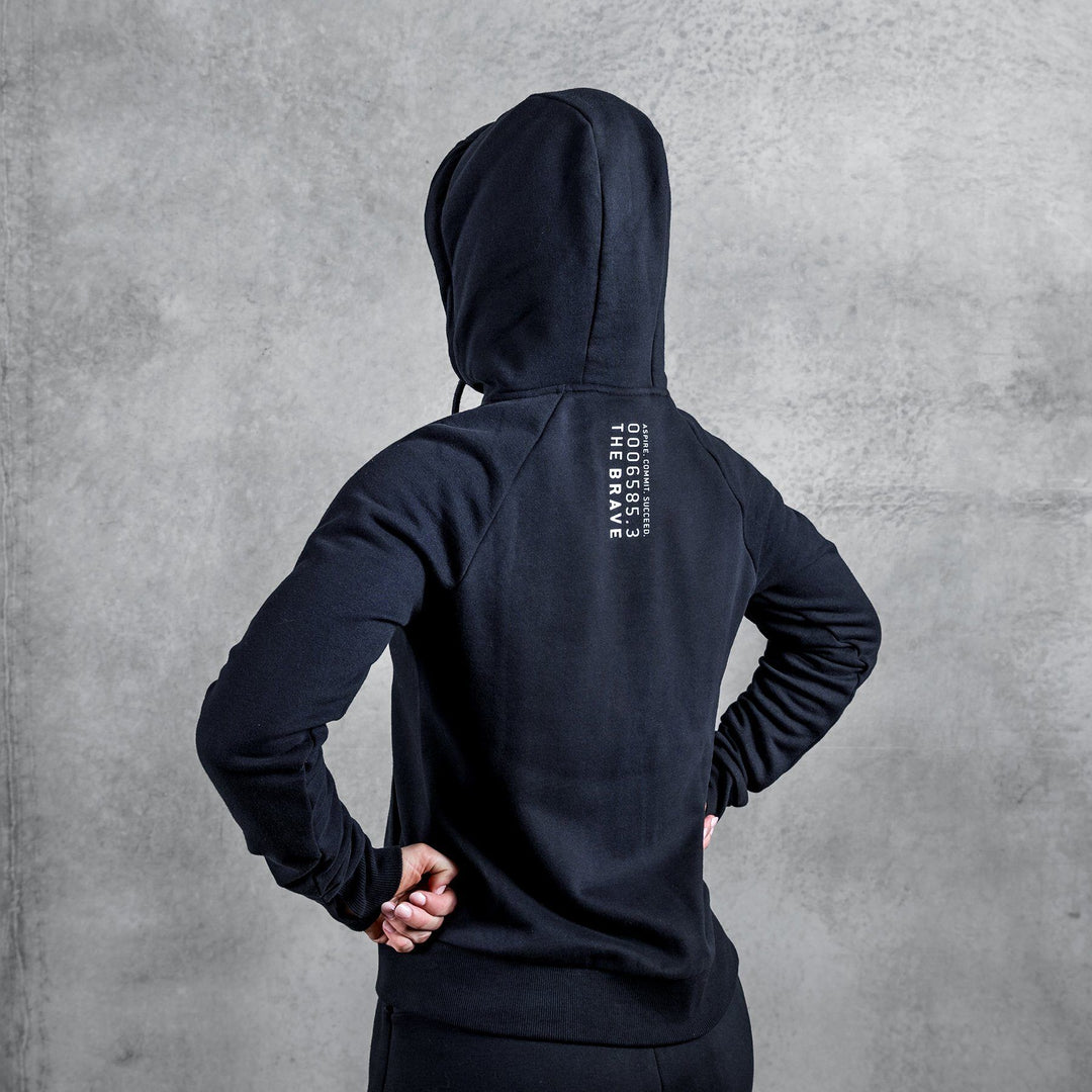 THE BRAVE - WOMENS SIGNATURE ZIP THROUGH HOODIE - BLACK