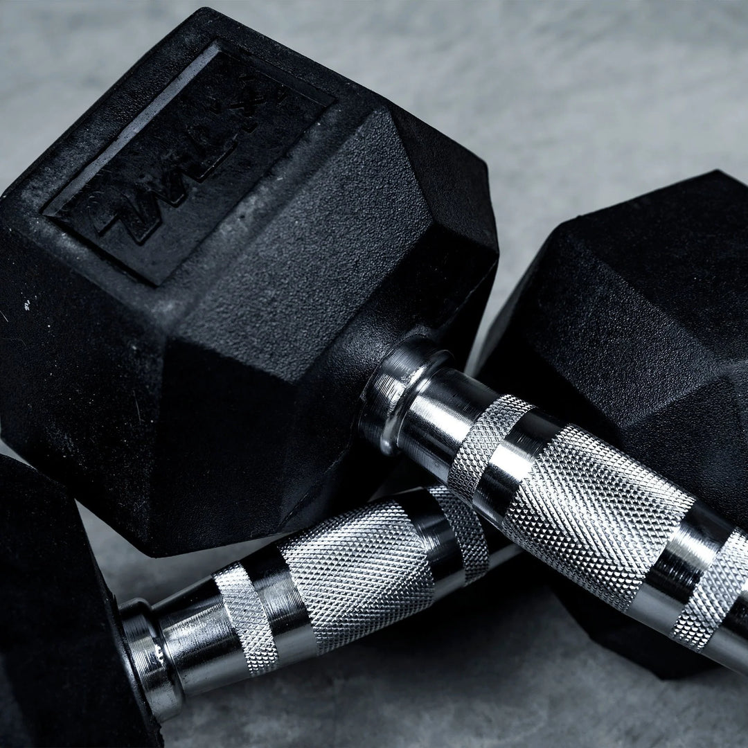 TWL - RUBBER HEX DUMBBELL - PAIR - BLACK