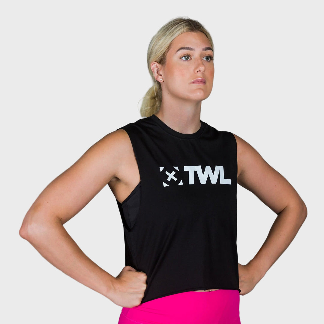 TWL - WOMEN'S SLASH CROP 2.0 - BLACK/WHITE - ATHLETE