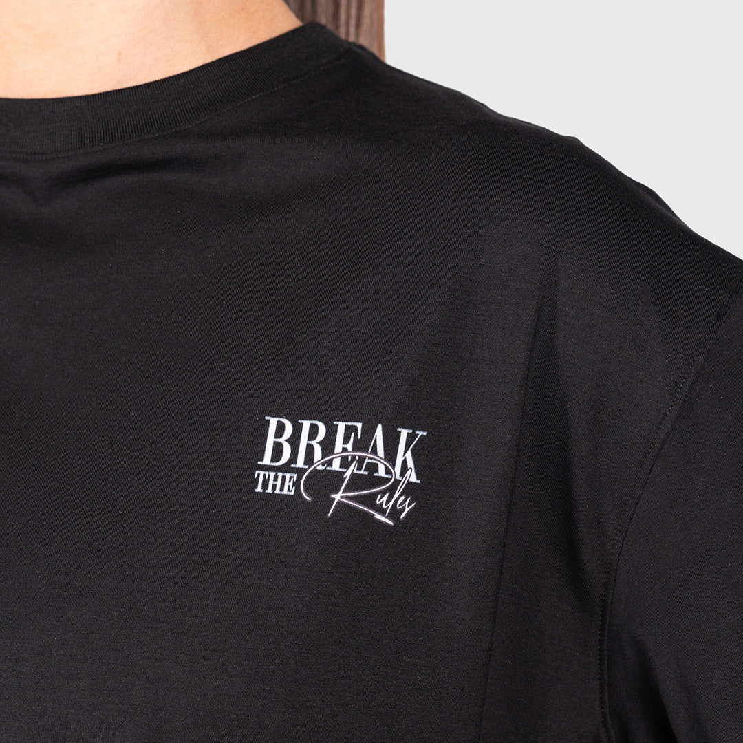 TWL - WOMEN'S OVERSIZED BOYFRIEND T-SHIRT - BREAK THE RULES - BLACK