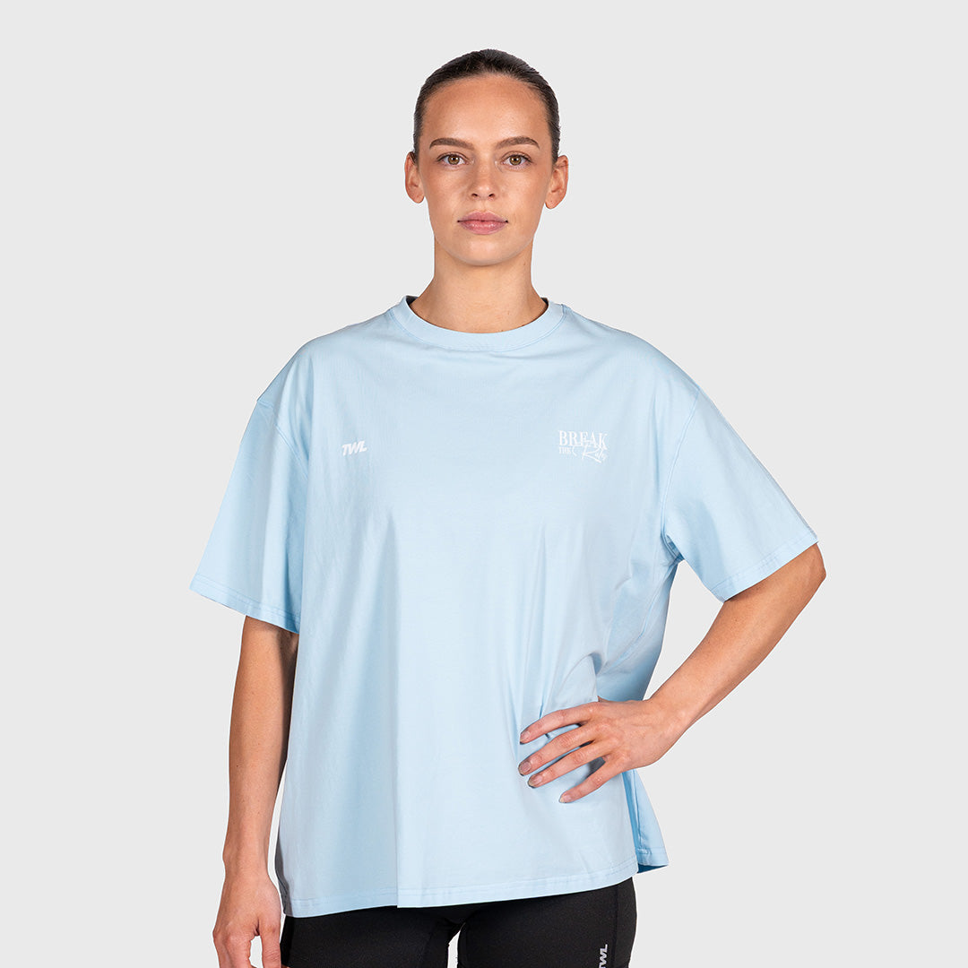 TWL - WOMEN'S OVERSIZED BOYFRIEND T-SHIRT - BREAK THE RULES - BLUE