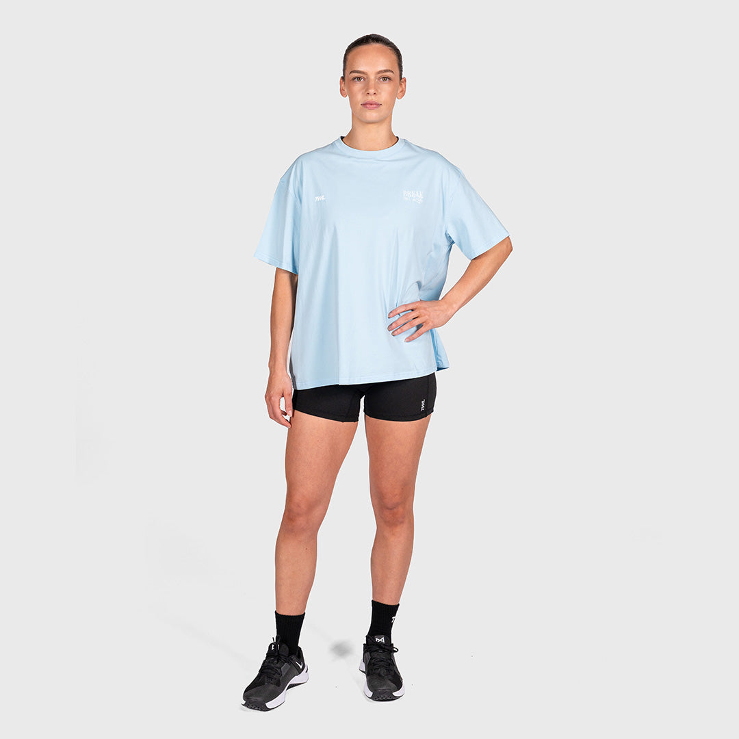 TWL - WOMEN'S OVERSIZED BOYFRIEND T-SHIRT - BREAK THE RULES - BLUE
