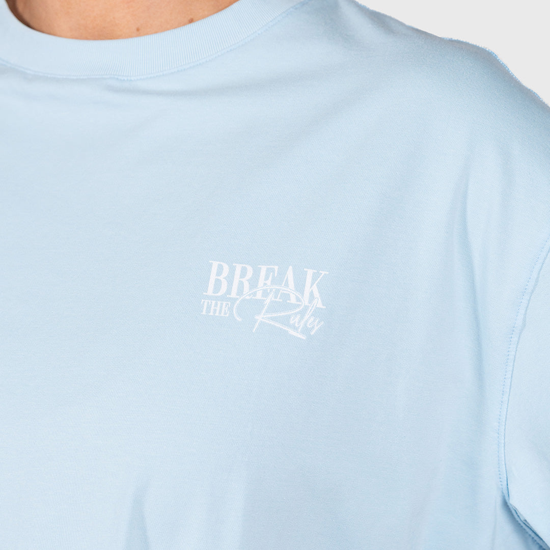 TWL - WOMEN'S OVERSIZED BOYFRIEND T-SHIRT - BREAK THE RULES - BLUE