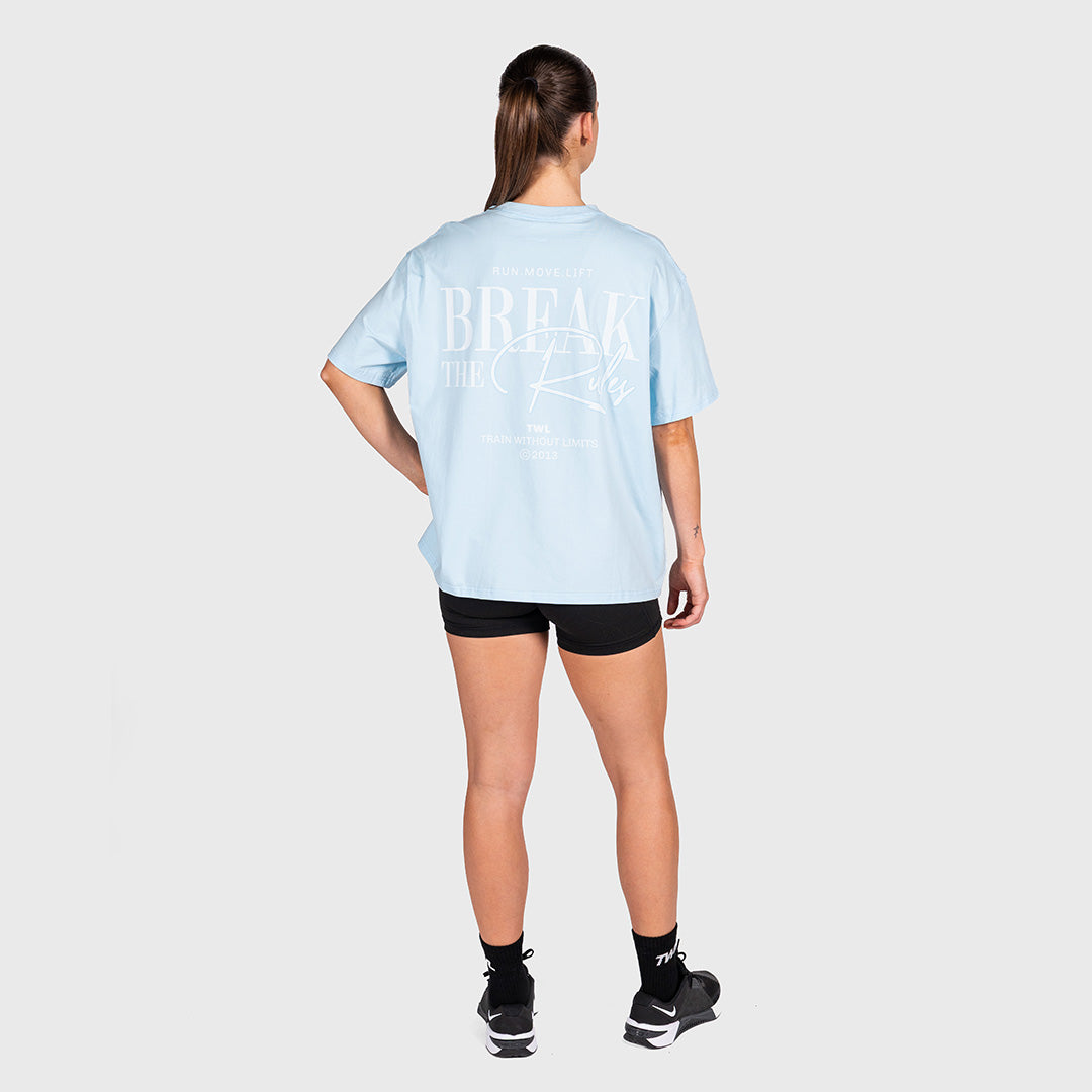 TWL - WOMEN'S OVERSIZED BOYFRIEND T-SHIRT - BREAK THE RULES - BLUE