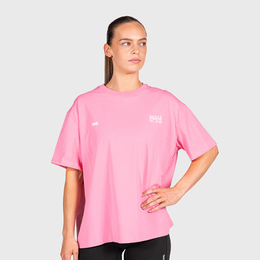 TWL - WOMEN'S OVERSIZED BOYFRIEND T-SHIRT - BREAK THE RULES - PINK