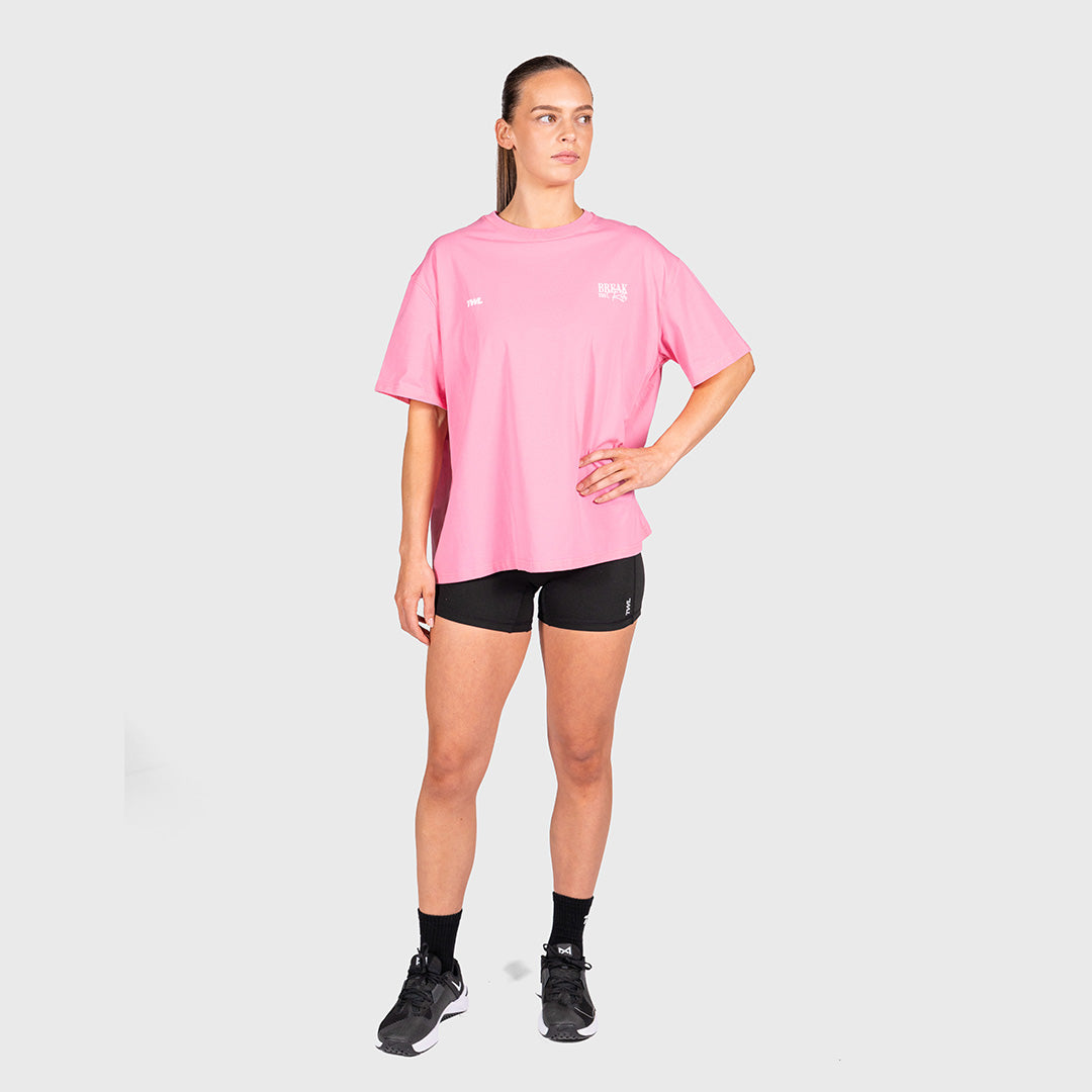TWL - WOMEN'S OVERSIZED BOYFRIEND T-SHIRT - BREAK THE RULES - PINK