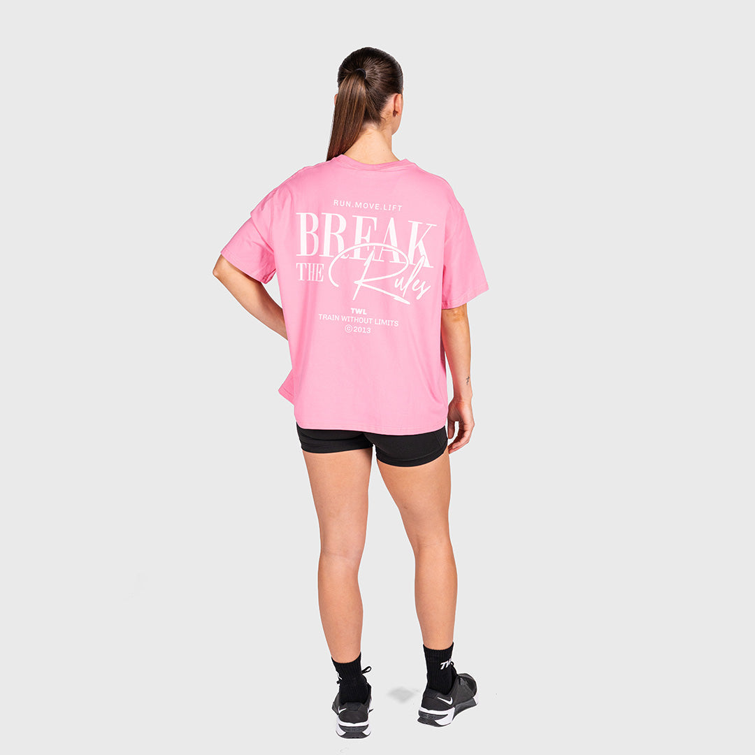 TWL - WOMEN'S OVERSIZED BOYFRIEND T-SHIRT - BREAK THE RULES - PINK