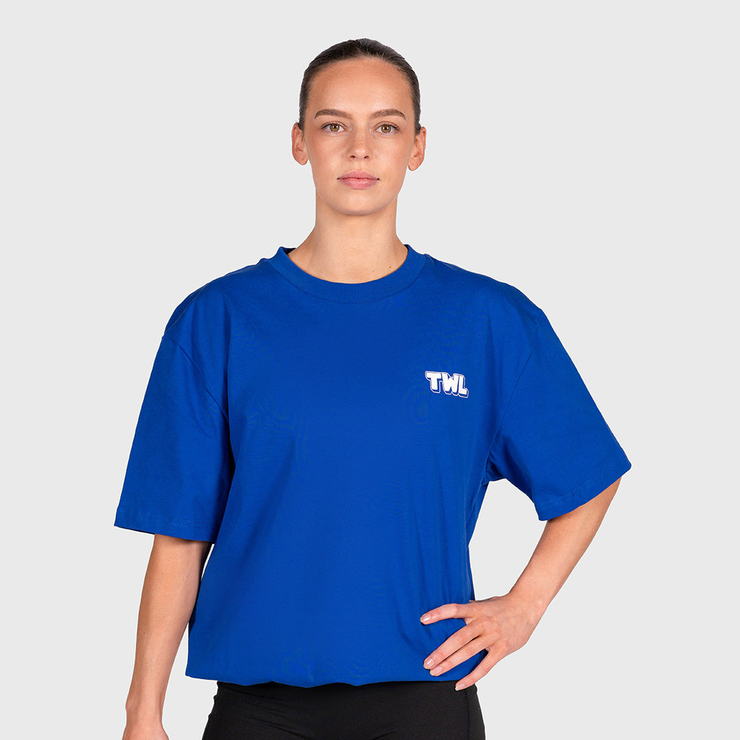 TWL - LIFESTYLE OVERSIZED T-SHIRT - BUILT AT DAWN UNISEX - NAVY/WHITE
