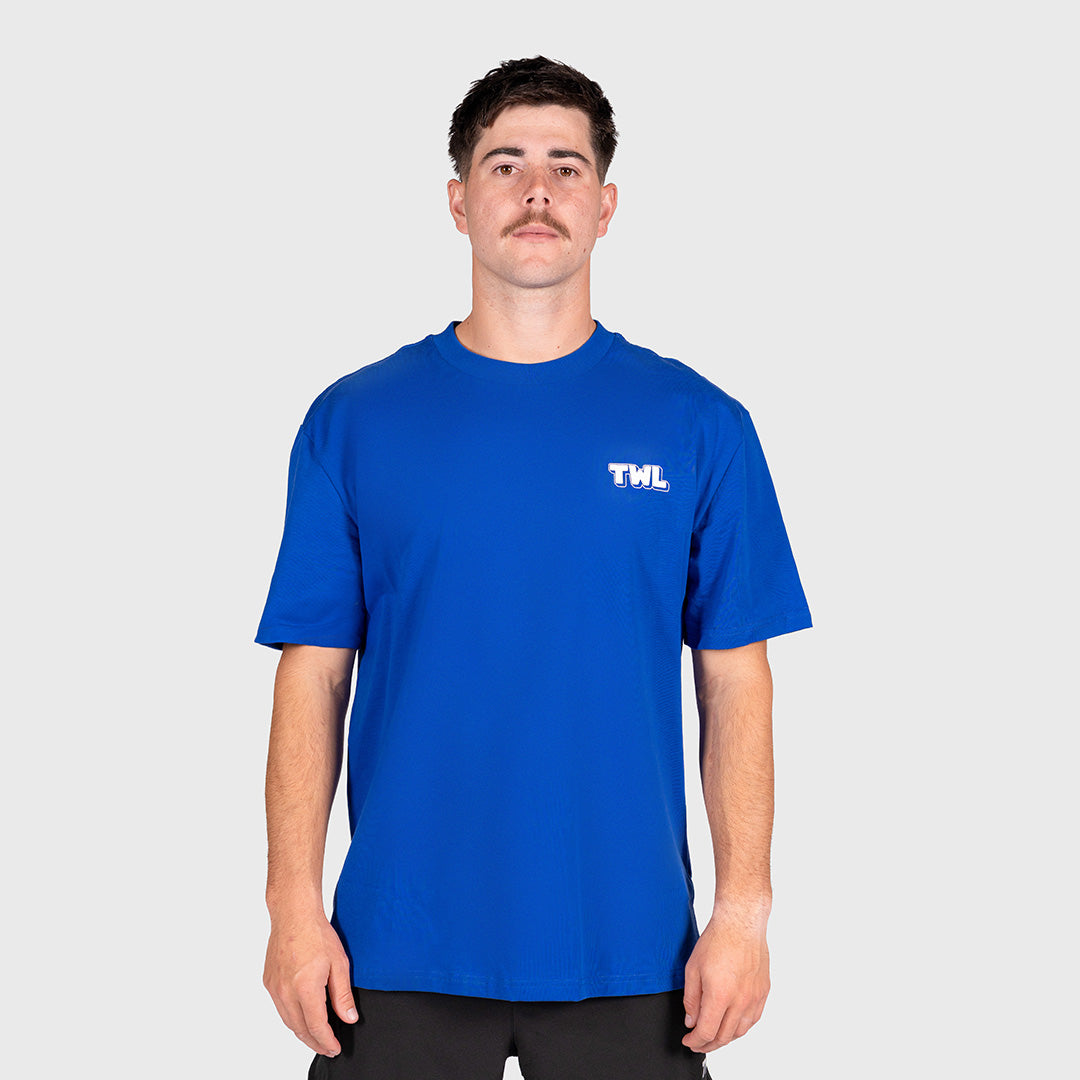 TWL - LIFESTYLE OVERSIZED T-SHIRT - BUILT AT DAWN UNISEX - NAVY/WHITE