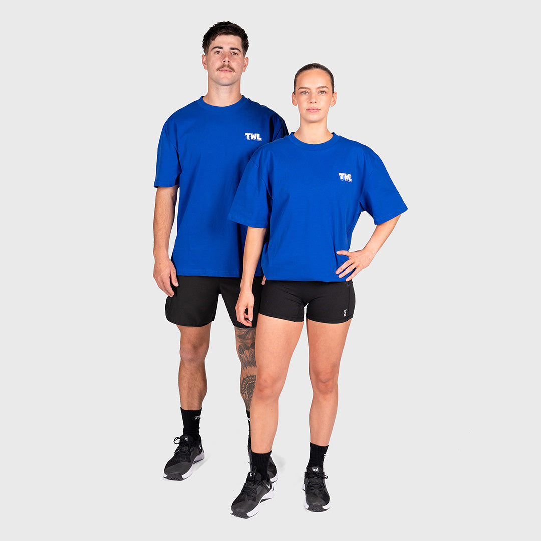 TWL - LIFESTYLE OVERSIZED T-SHIRT - BUILT AT DAWN UNISEX - NAVY/WHITE