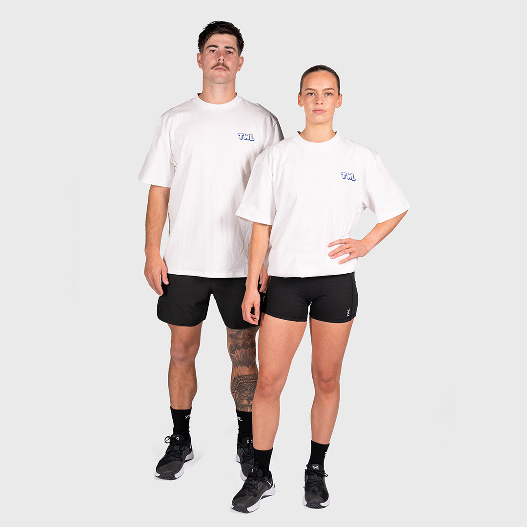 TWL - LIFESTYLE OVERSIZED T-SHIRT - BUILT AT DAWN - WHITE/NAVY