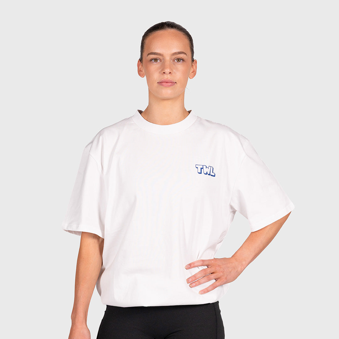 TWL - LIFESTYLE OVERSIZED T-SHIRT - BUILT AT DAWN - WHITE/NAVY
