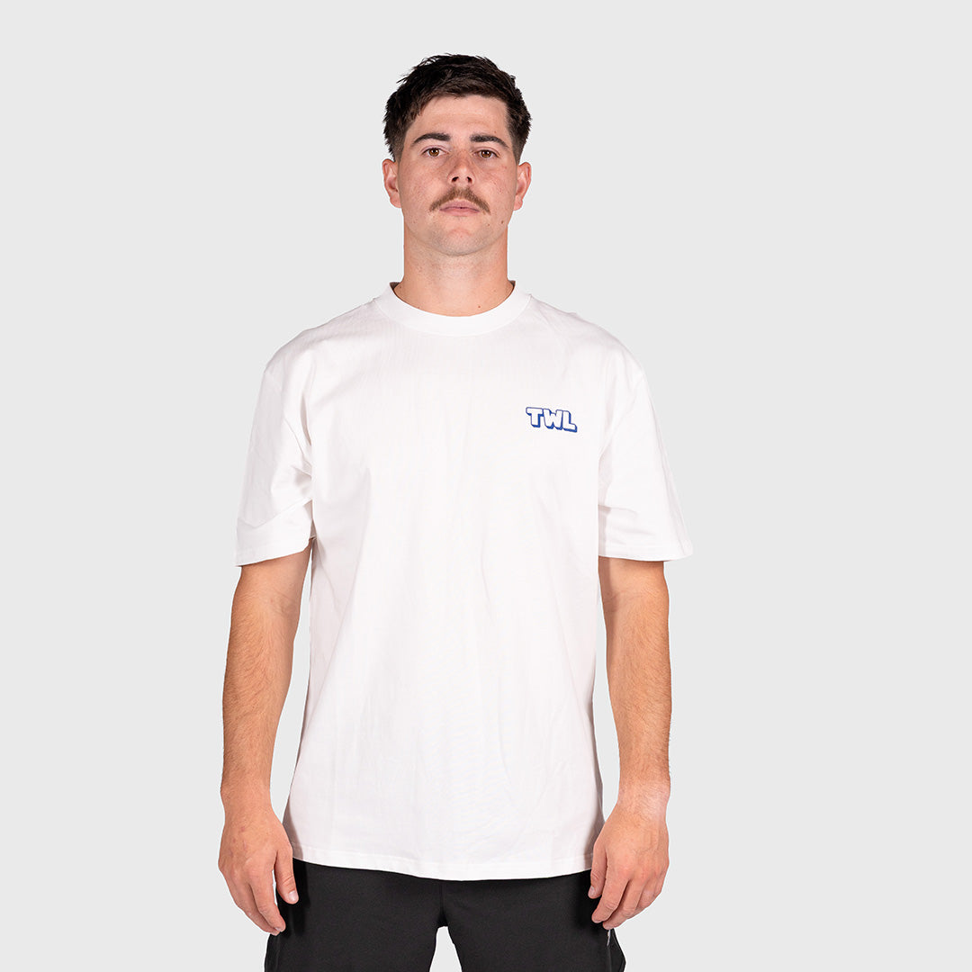 TWL - LIFESTYLE OVERSIZED T-SHIRT - BUILT AT DAWN - WHITE/NAVY