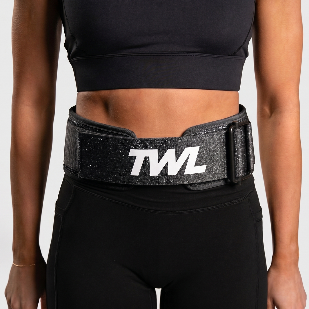 TWL - HYBRID VELCRO LIFTING BELT - 4" - BLACK SPARKLE
