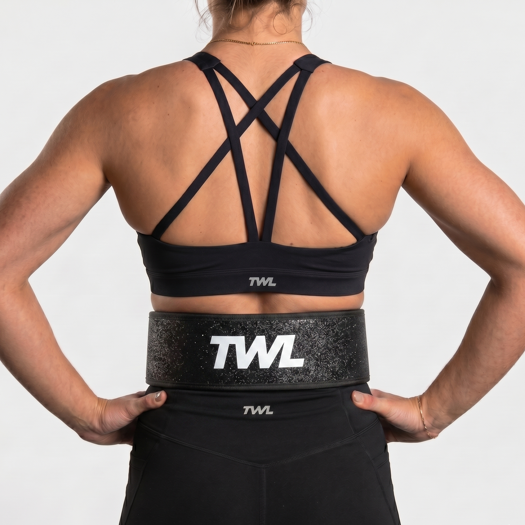 TWL - HYBRID VELCRO LIFTING BELT - 4" - BLACK SPARKLE