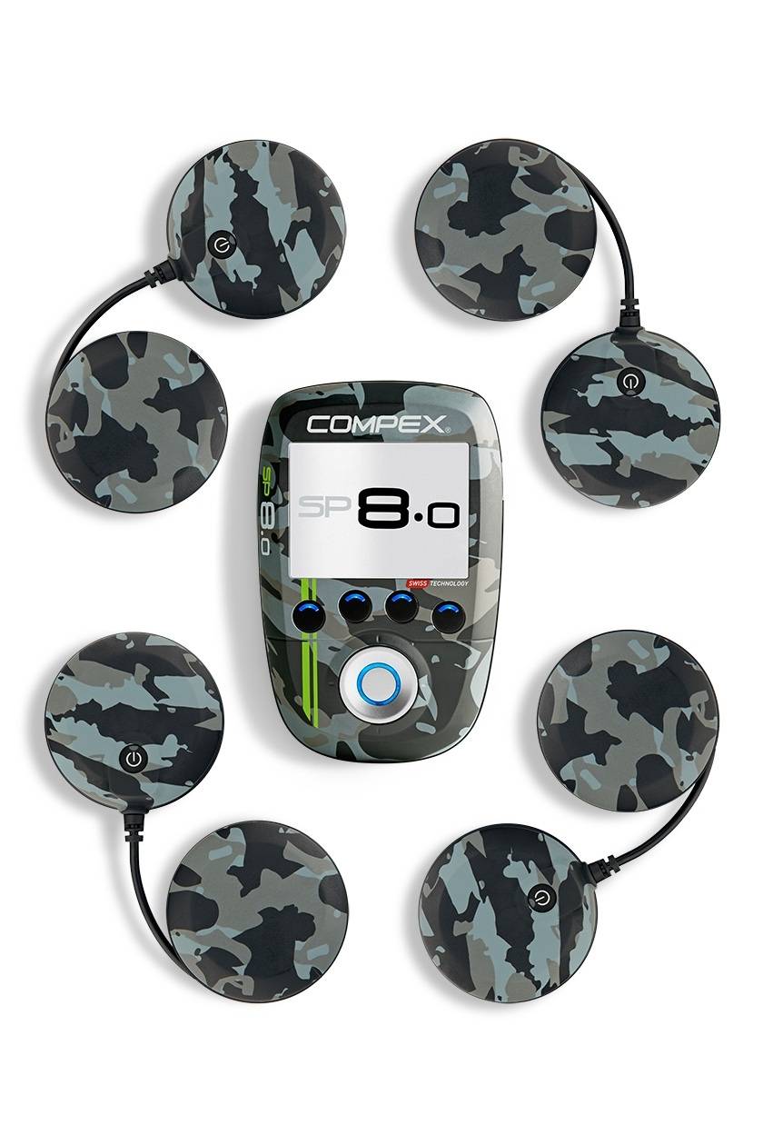 The Compex SP 8.0 WOD Edition EMS muscle stimulator and modules
