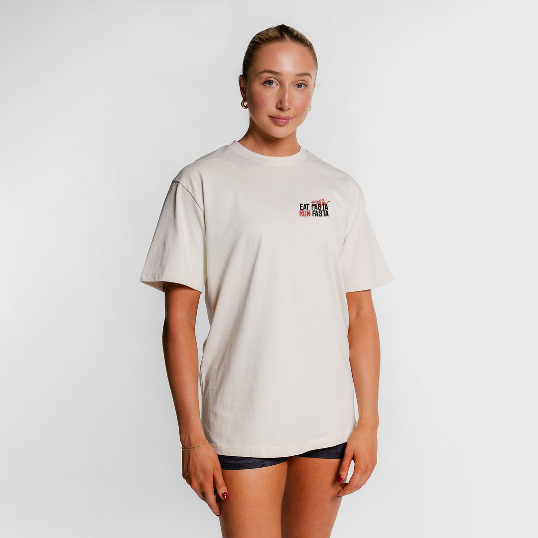 TWL - LIFESTYLE OVERSIZED T-SHIRT - EAT PASTA RUN FASTA - BONE