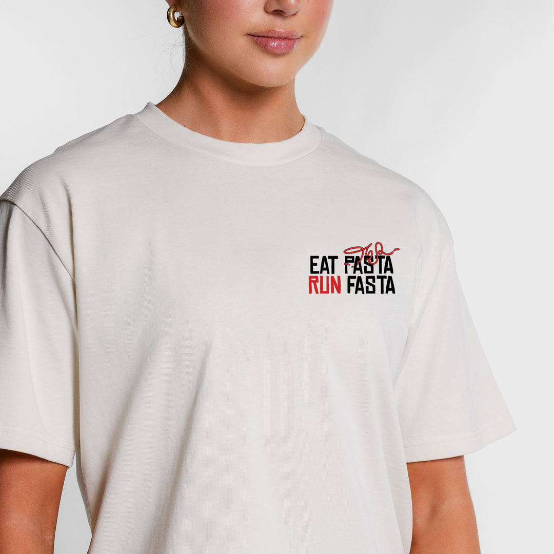 TWL - LIFESTYLE OVERSIZED T-SHIRT - EAT PASTA RUN FASTA - BONE