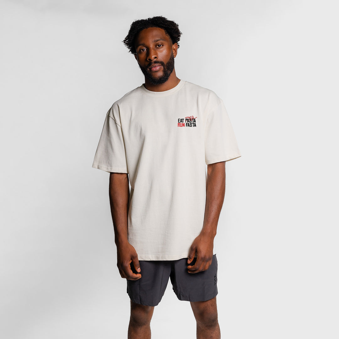 TWL - LIFESTYLE OVERSIZED T-SHIRT - EAT PASTA RUN FASTA - BONE