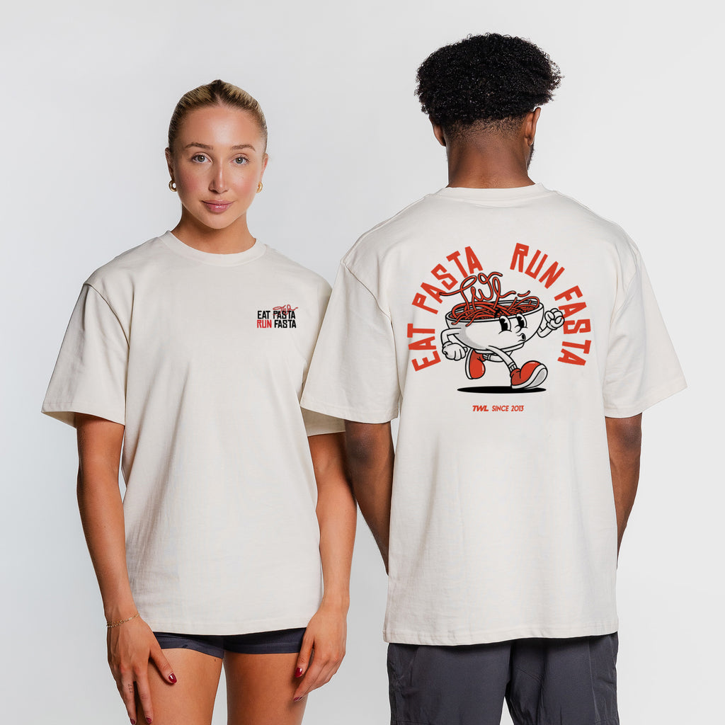 TWL - LIFESTYLE OVERSIZED T-SHIRT - EAT PASTA RUN FASTA - BONE