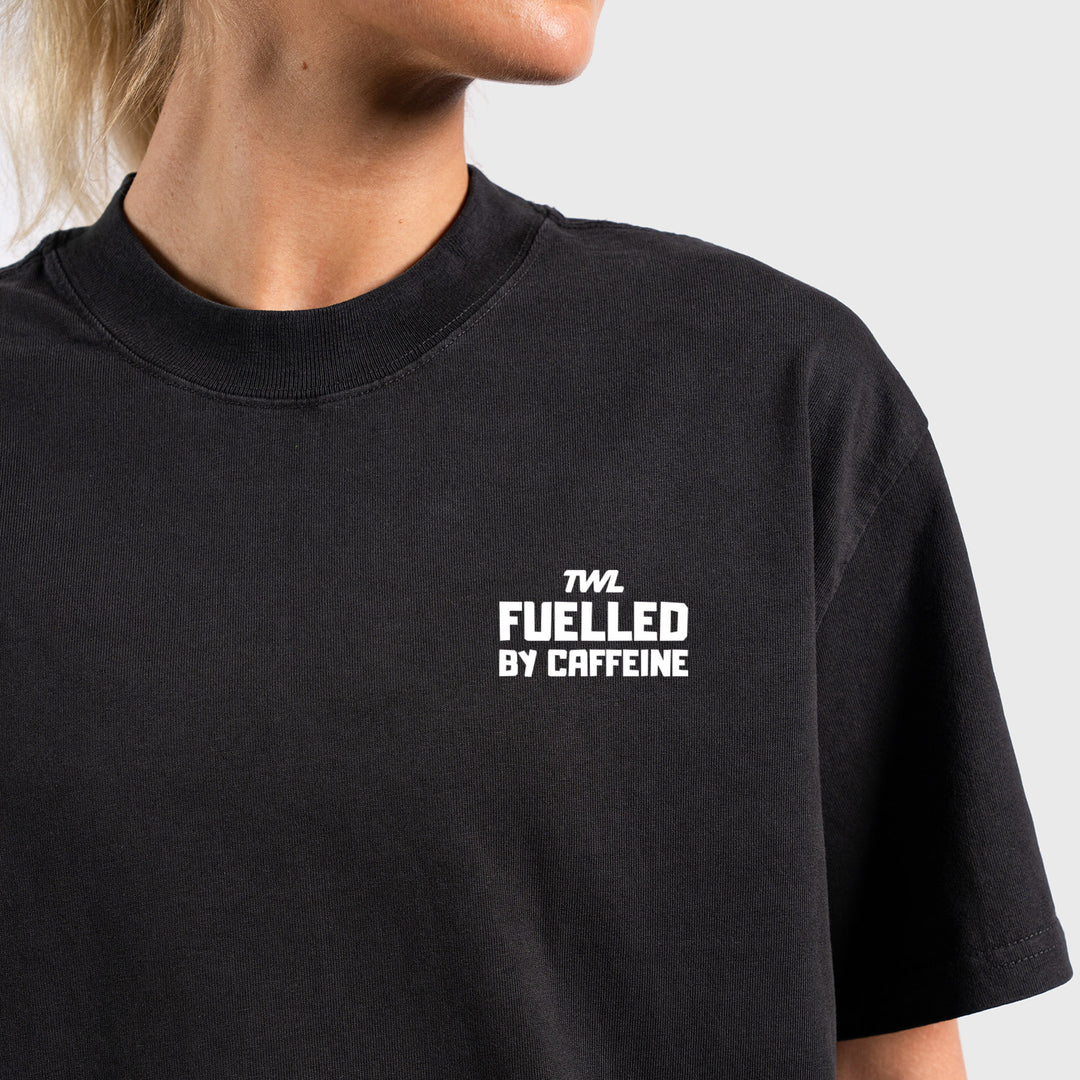 TWL - LIFESTYLE OVERSIZED T-SHIRT - FUELLED BY CAFFEINE - WASHED BLACK