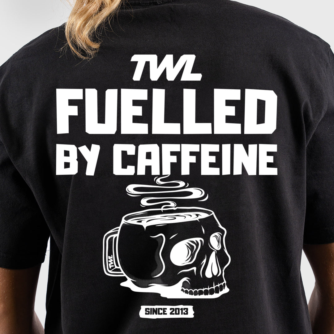 TWL - LIFESTYLE OVERSIZED T-SHIRT - FUELLED BY CAFFEINE - WASHED BLACK