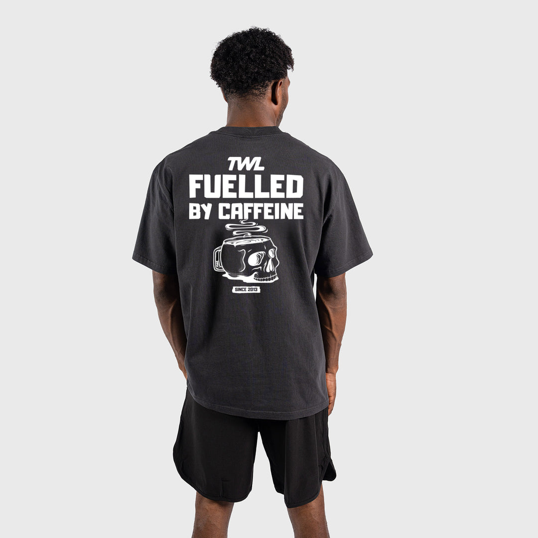 TWL - LIFESTYLE OVERSIZED T-SHIRT - FUELLED BY CAFFEINE - WASHED BLACK