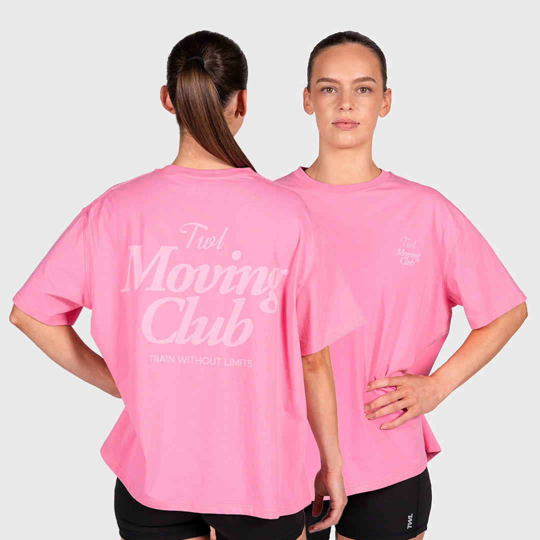 TWL - WOMEN'S OVERSIZED BOYFRIEND T-SHIRT - MOVING CLUB - PINK