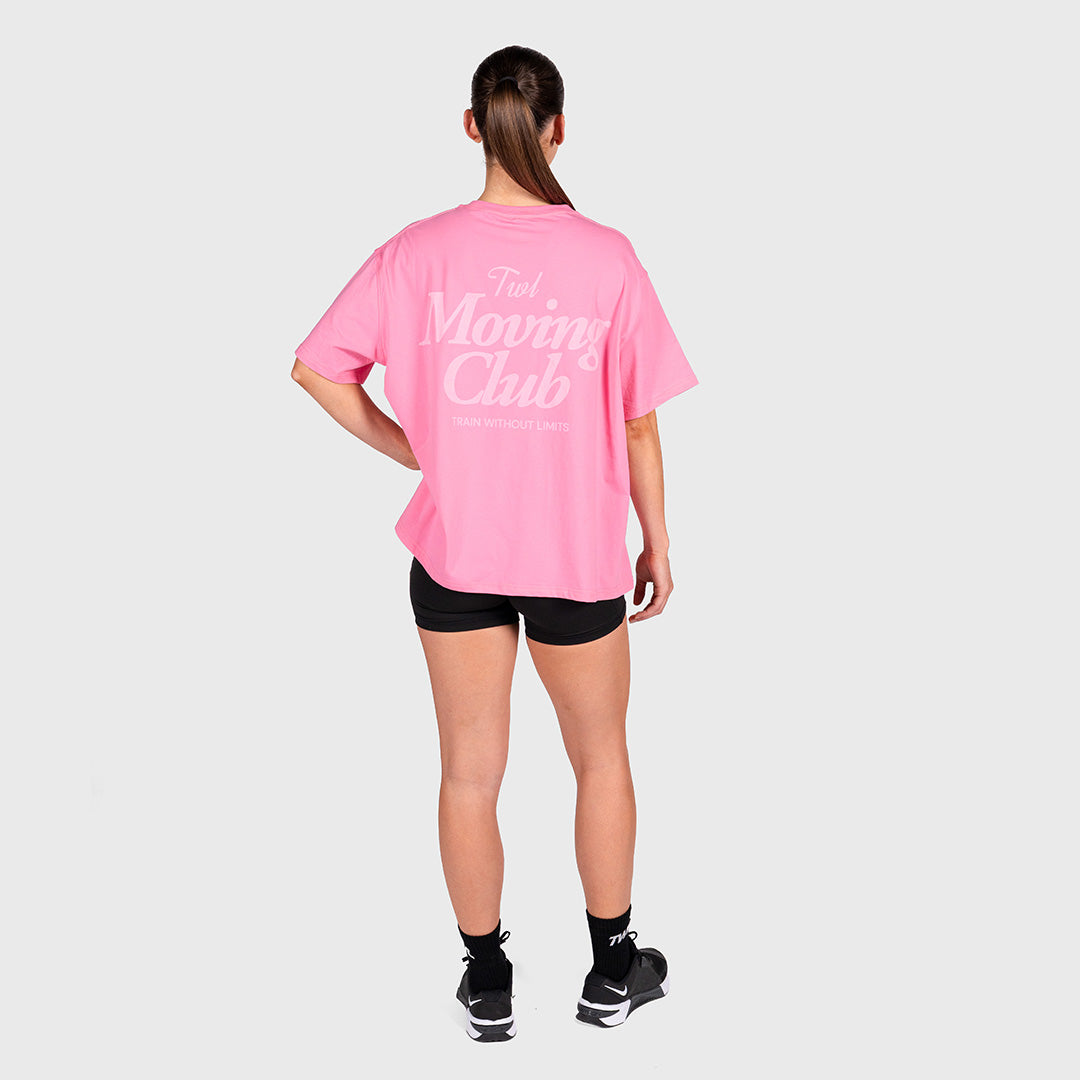 TWL - WOMEN'S OVERSIZED BOYFRIEND T-SHIRT - MOVING CLUB - PINK