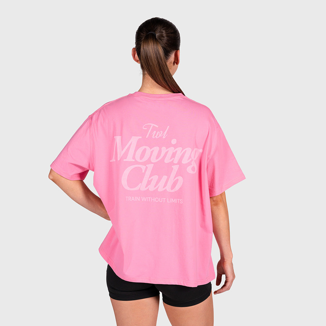TWL - WOMEN'S OVERSIZED BOYFRIEND T-SHIRT - MOVING CLUB - PINK