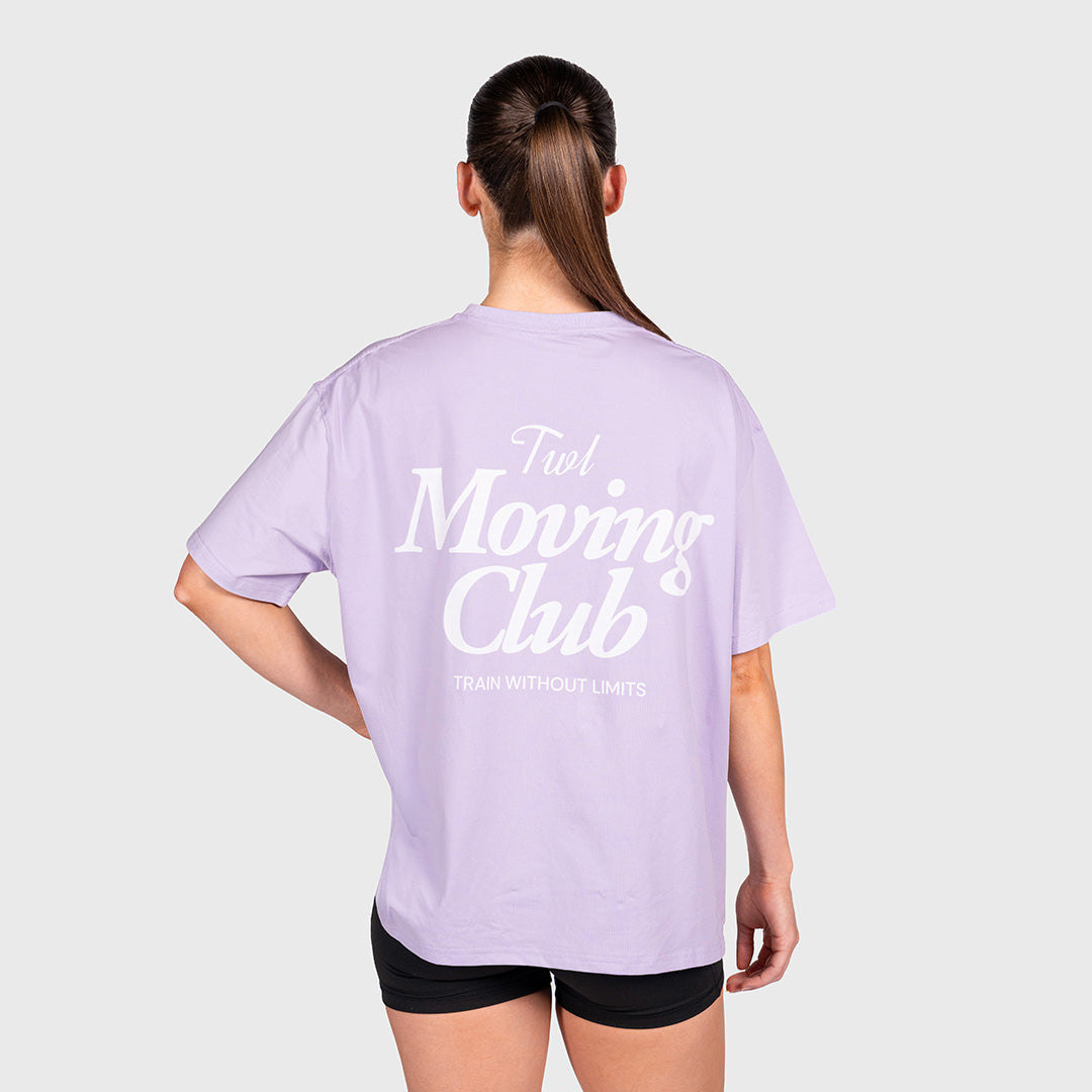 TWL - WOMEN'S OVERSIZED BOYFRIEND T-SHIRT - MOVING CLUB - PURPLE