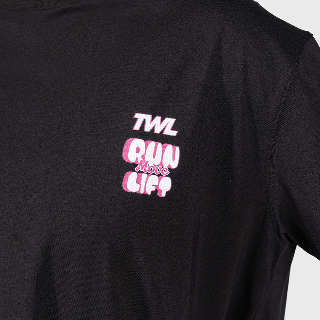 TWL - WOMEN'S OVERSIZED BOYFRIEND T-SHIRT - RUN MOVE LIFT - BLACK