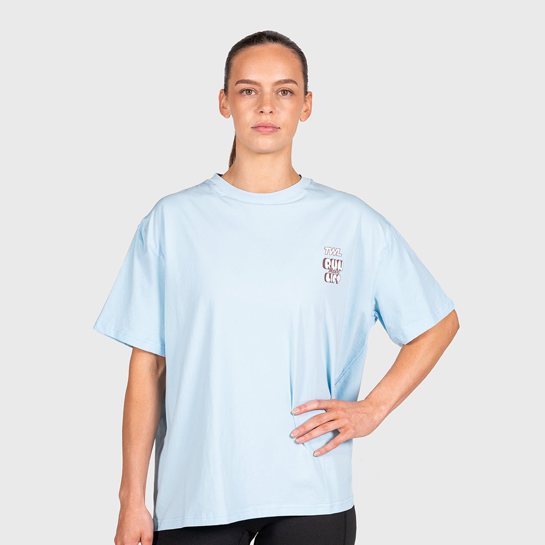 TWL - WOMEN'S OVERSIZED BOYFRIEND T-SHIRT - RUN MOVE LIFT - BLUE