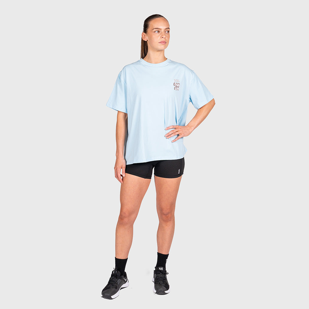 TWL - WOMEN'S OVERSIZED BOYFRIEND T-SHIRT - RUN MOVE LIFT - BLUE